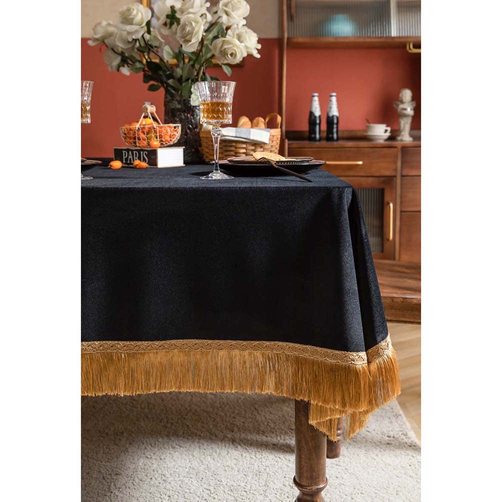 Amazon.co.jp: テーブルクロス 黒 ベロア 無地 長方形のテーブルカバー