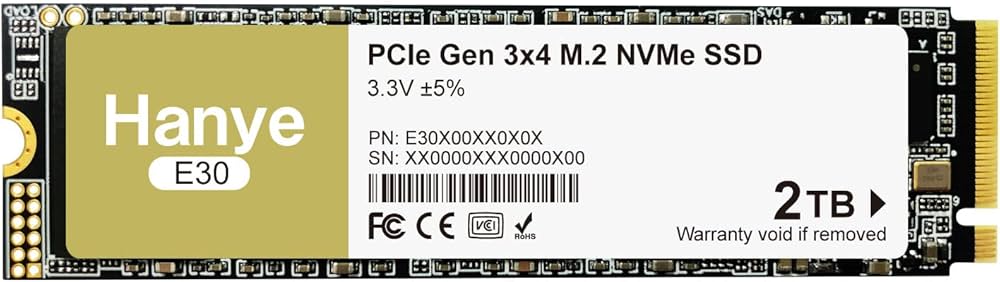 Amazon.co.jp: Hanye 2TB 内蔵型SSD PCIe Gen3x4 NVMe M.2 2280 3400MB