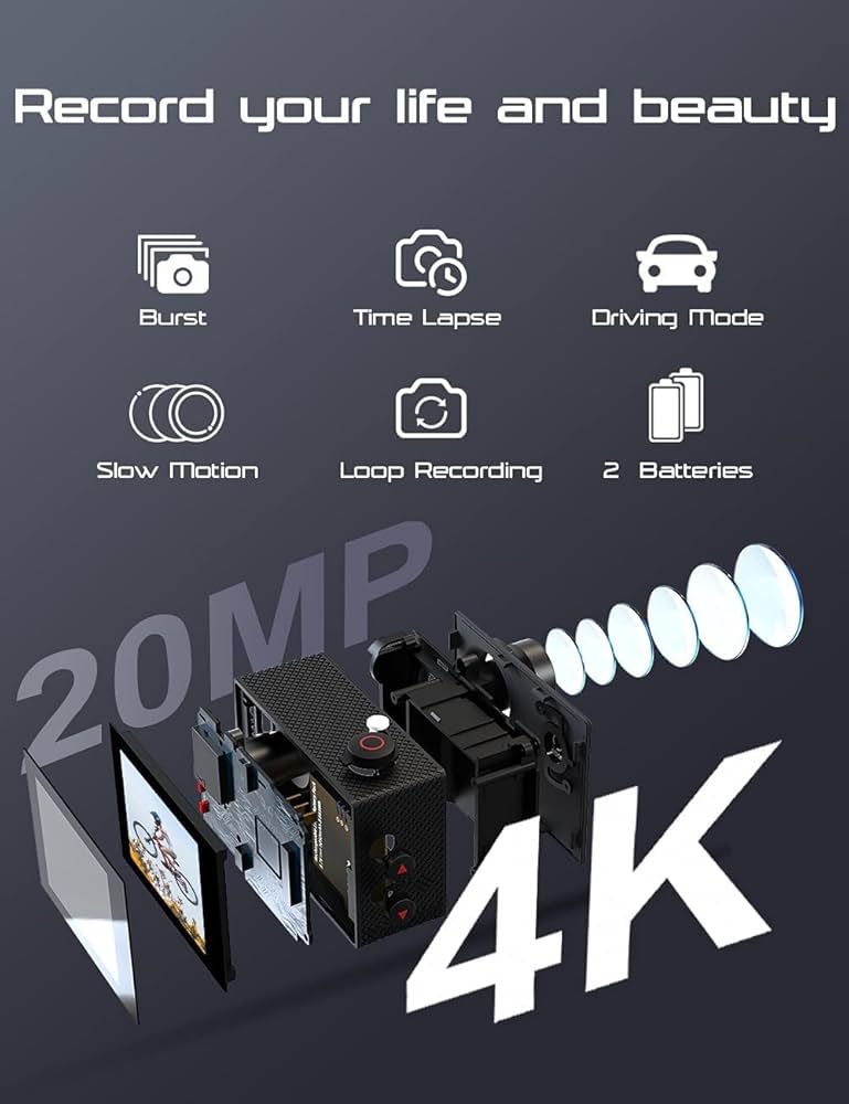 Amazon.com : Apexcam Action Camera 4K Sports Cameras 20MP 40M WiFi