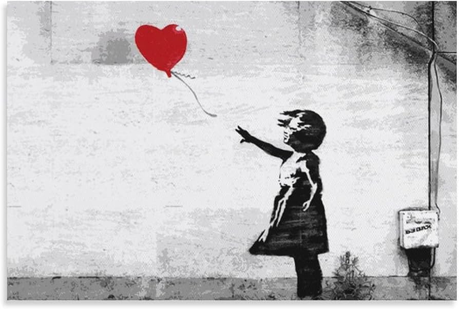 Amazon.co.jp: Banksyバンクシー絵画風船と少女ポスター 壁絵