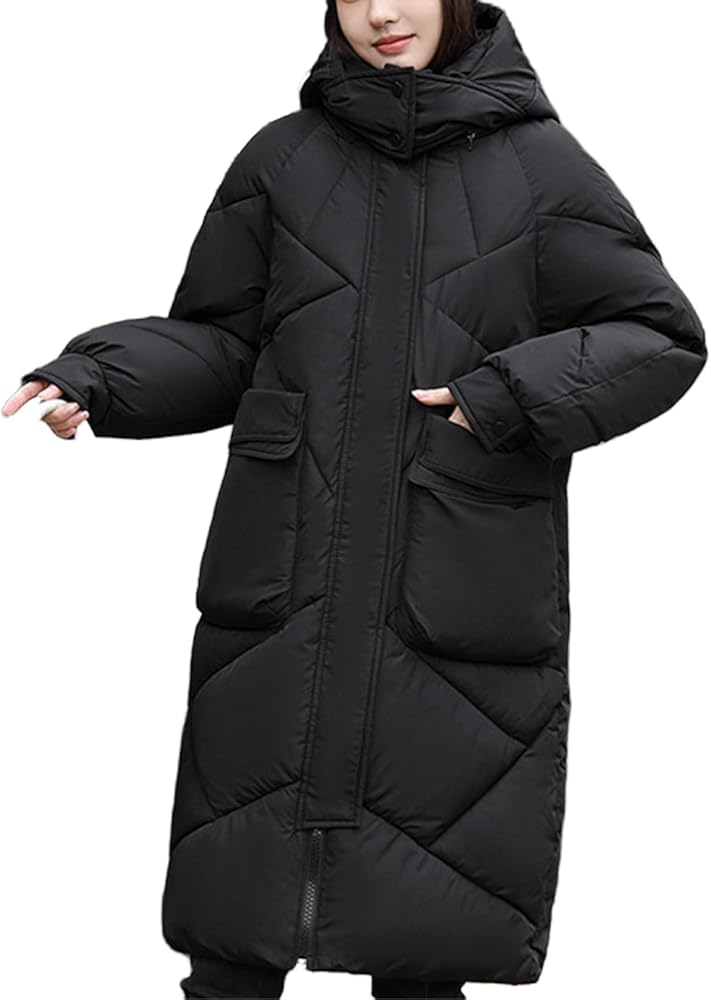 Long Winter Coats for Women Parka Hooded Puffer Jacket Thickened