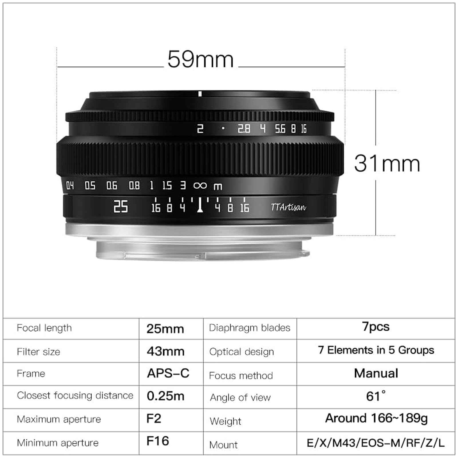 Amazon.co.jp: TTArtisan 25mm F2 EマウントAPS-C 大口径広角