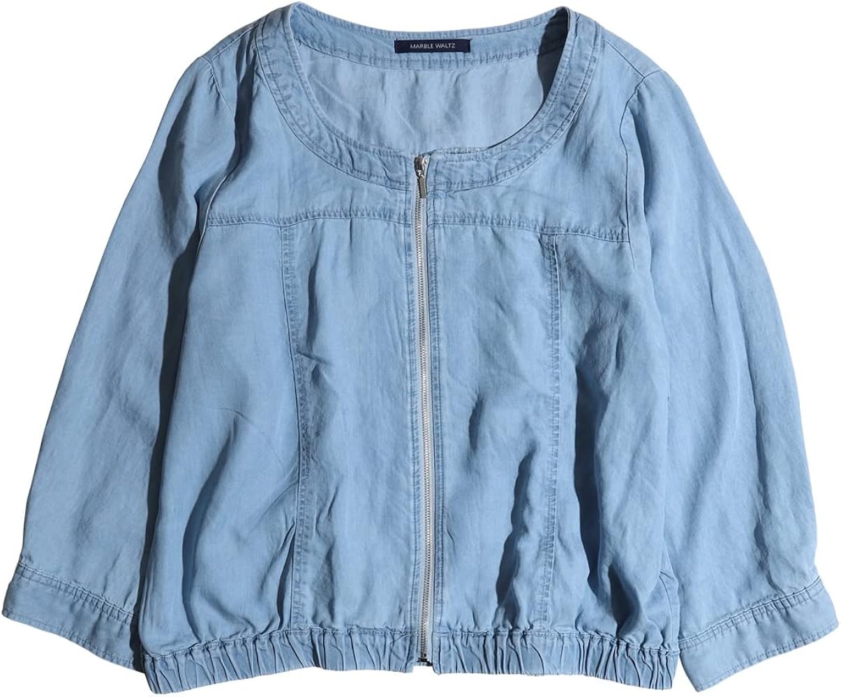 Amazon | [ジャッコランタン] デニムジャケット レディース ノーカラー