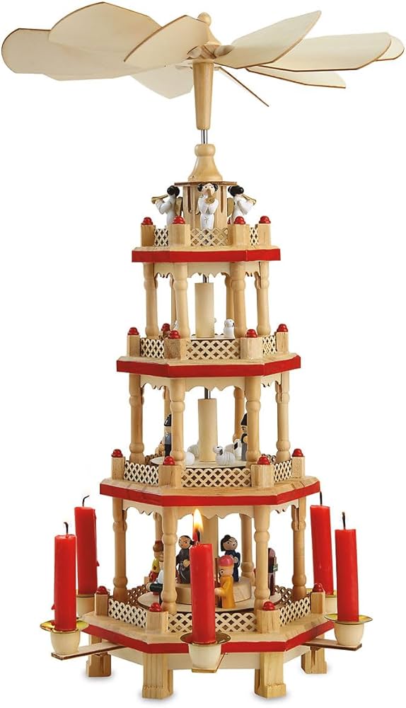 Amazon｜ドイツ クリスマス ピラミッド 17インチ 回転 キリスト降誕