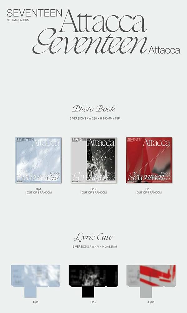 Amazon.com: SEVENTEEN ATTACCA 9th Mini Album ( OP.1 ) Ver. 1ea CD+