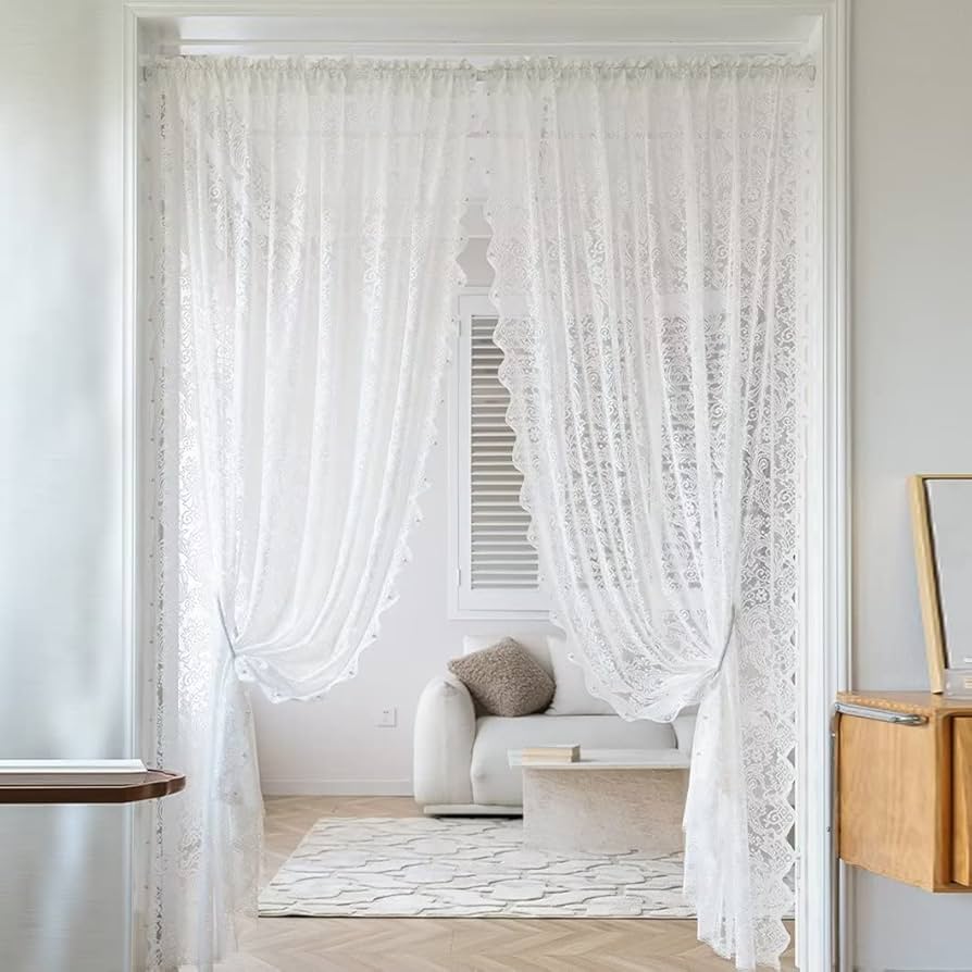 Amazon｜間仕切りカーテン レース 突っ張り棒 レースカーテン おしゃれ