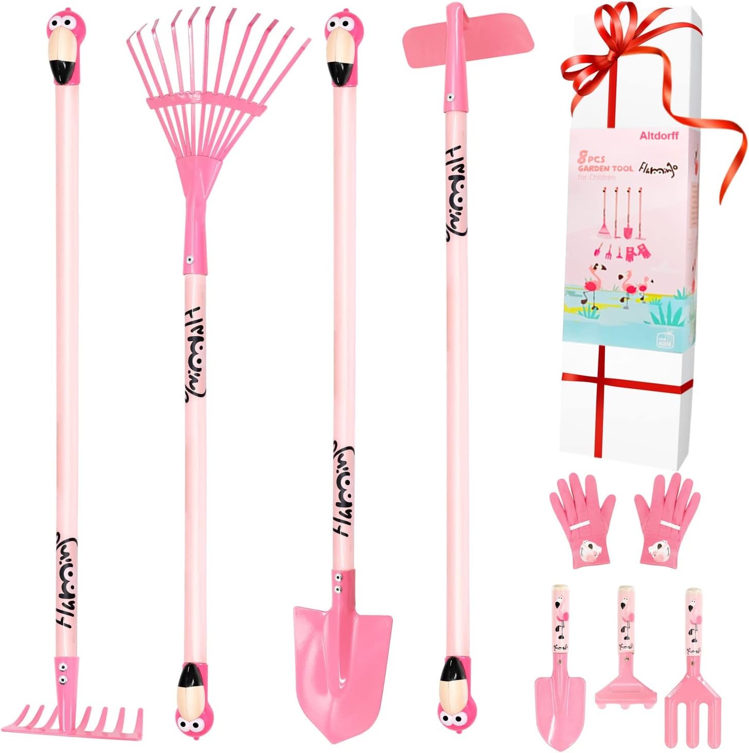 Amazon.com: Altdorff Kids Gardening Tool Set Pink, Kid Rake and