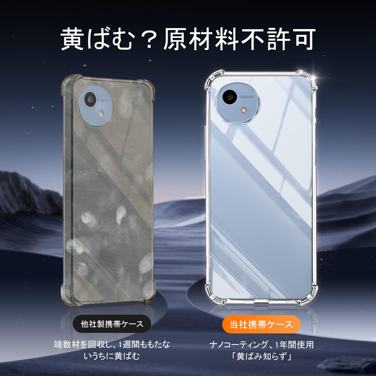 Amazon.co.jp: 対応 Aquos wish 5 ケース クリア 黄変防止 + Aquos