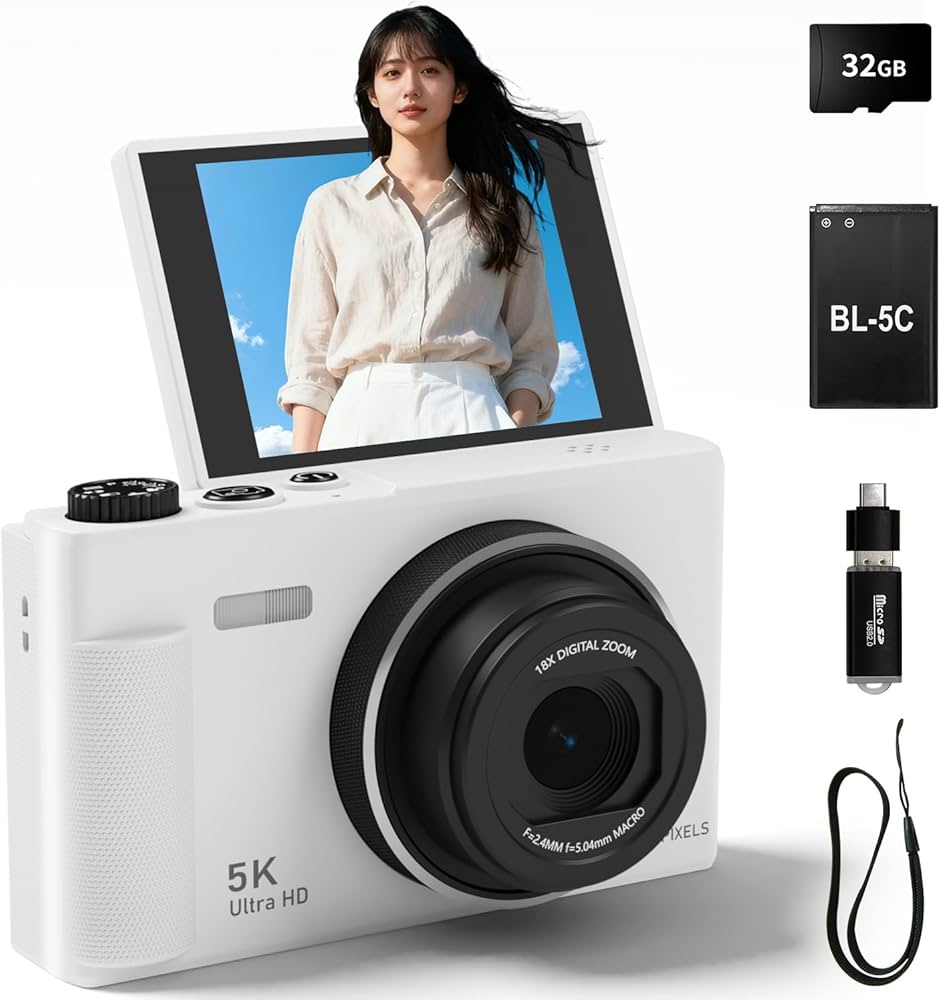 Amazon | Fesaymi デジカメ 5K 7500万画素 デジタルカメラ 180度回転