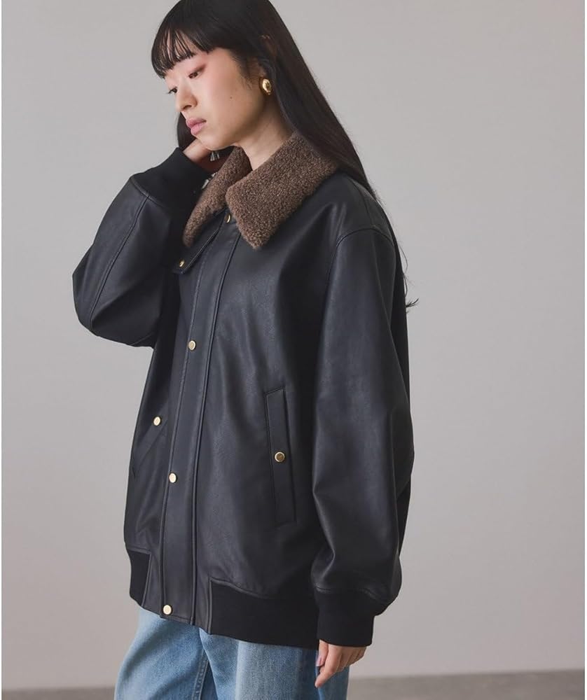 Amazon | [アダムエロペ] シンセティックレザーフライトジャケット