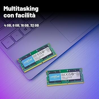 Crucial RAM DDR4 32GB 3200MHz SODIMM CL22, Memoria per PC Laptop
