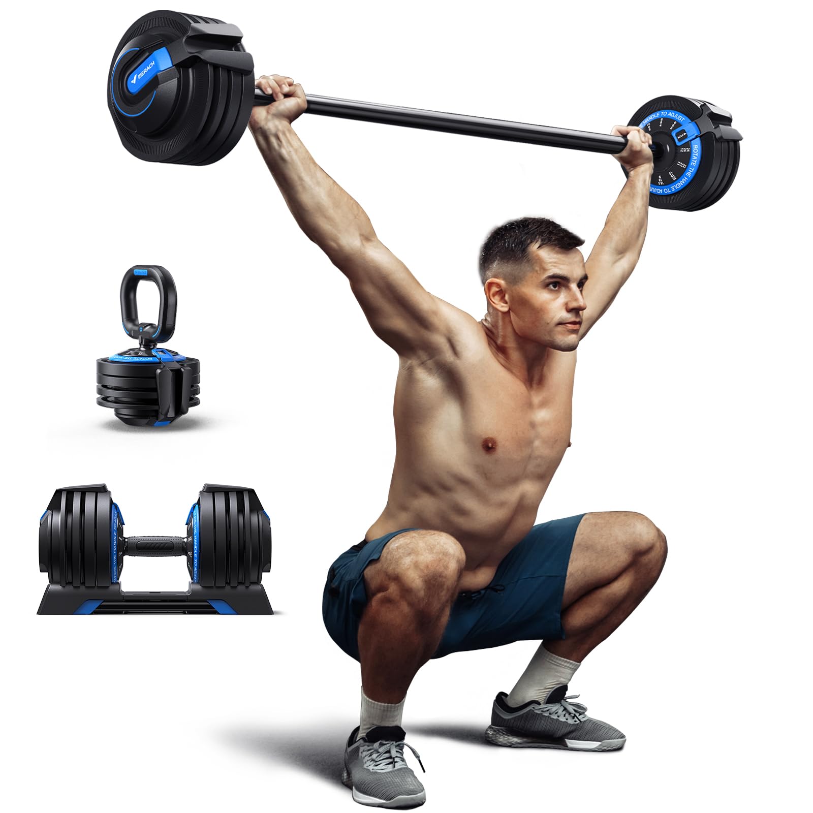 Amazon | MERACH ダンベル 可変式ダンベル 2-24kg 3in1 バーベル