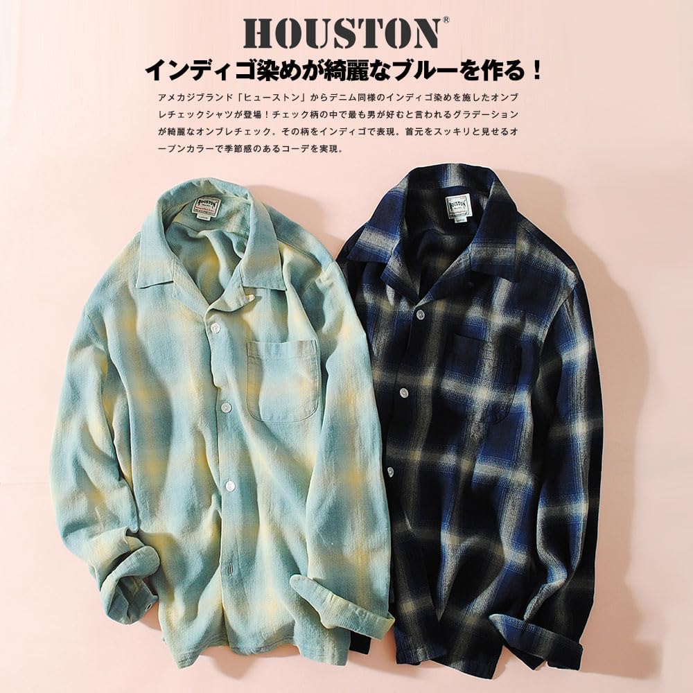 Amazon.co.jp: [ヒューストン] インディゴ染め オンブレチェック