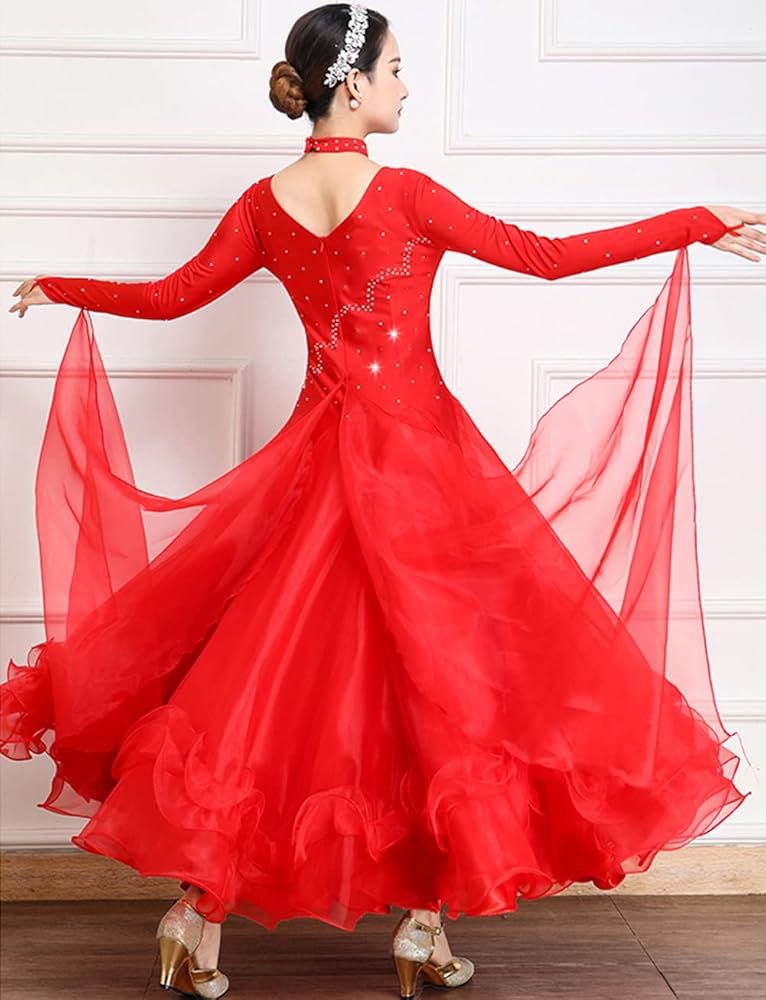 Amazon.co.jp: [RIKOUZY] 社交ダンスドレス ひらひらフロート 社交