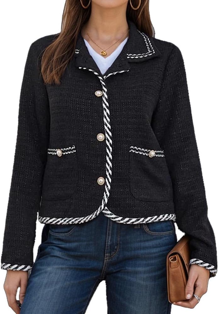 Amazon.com: Finjani Women's Contrast Trim Coat Jewel Buttons Shirt