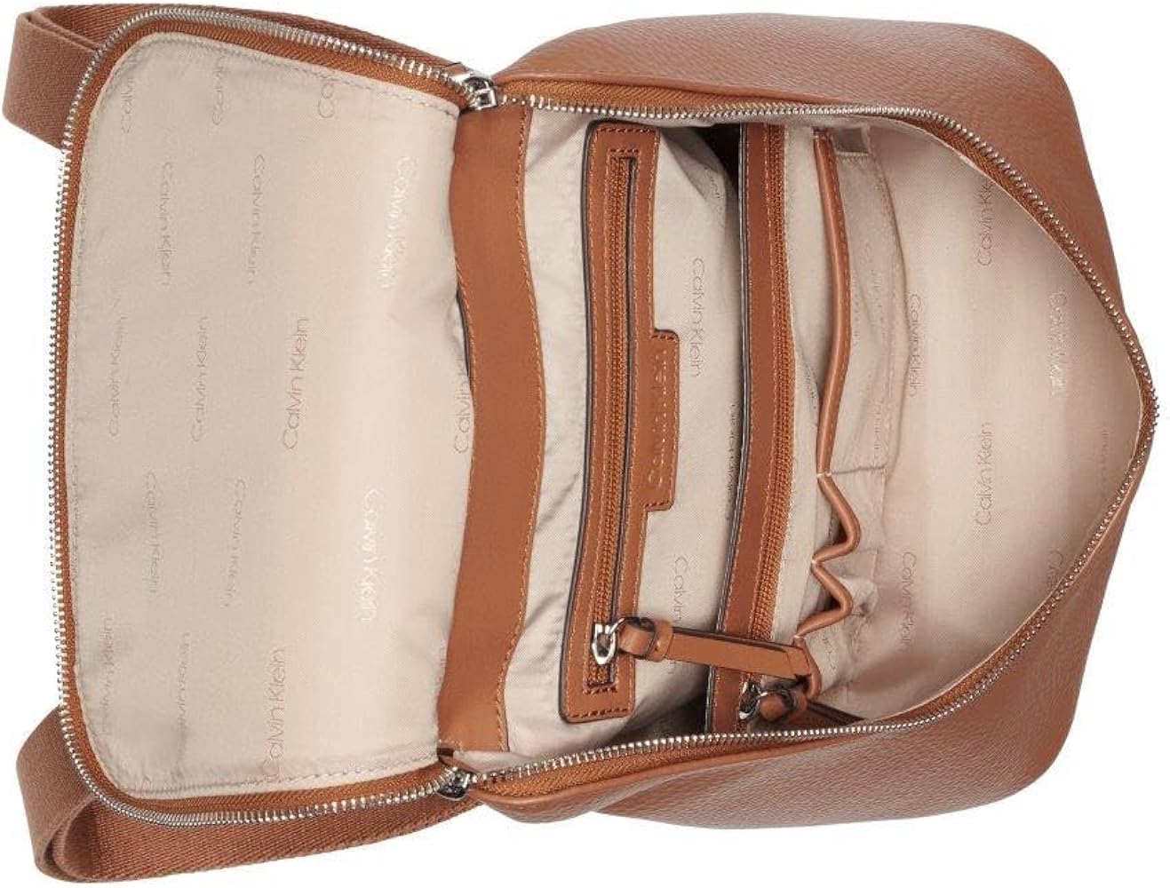 Amazon.com | Calvin Klein Zulle Organizational Backpack, Caramel