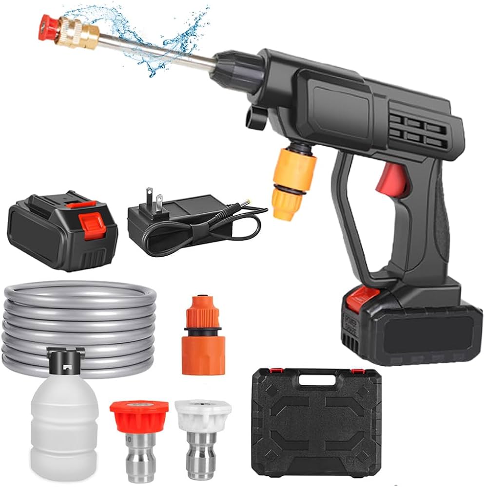 Amazon | Seuenelf 高圧洗浄機 ブラック 充電式 コードレス バッテリー