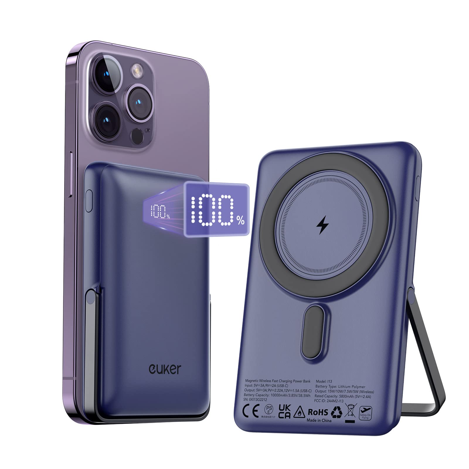 Amazon | Euker Magsafeモバイルバッテリー ワイヤレス充電 マグネット