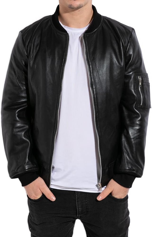 Amazon | フリーダムレザー 革ジャン メンズ MA-1 フライトジャケット