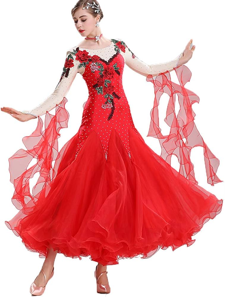 Amazon.co.jp: ボールルームダンスドレス競争ドレスのための女性のため
