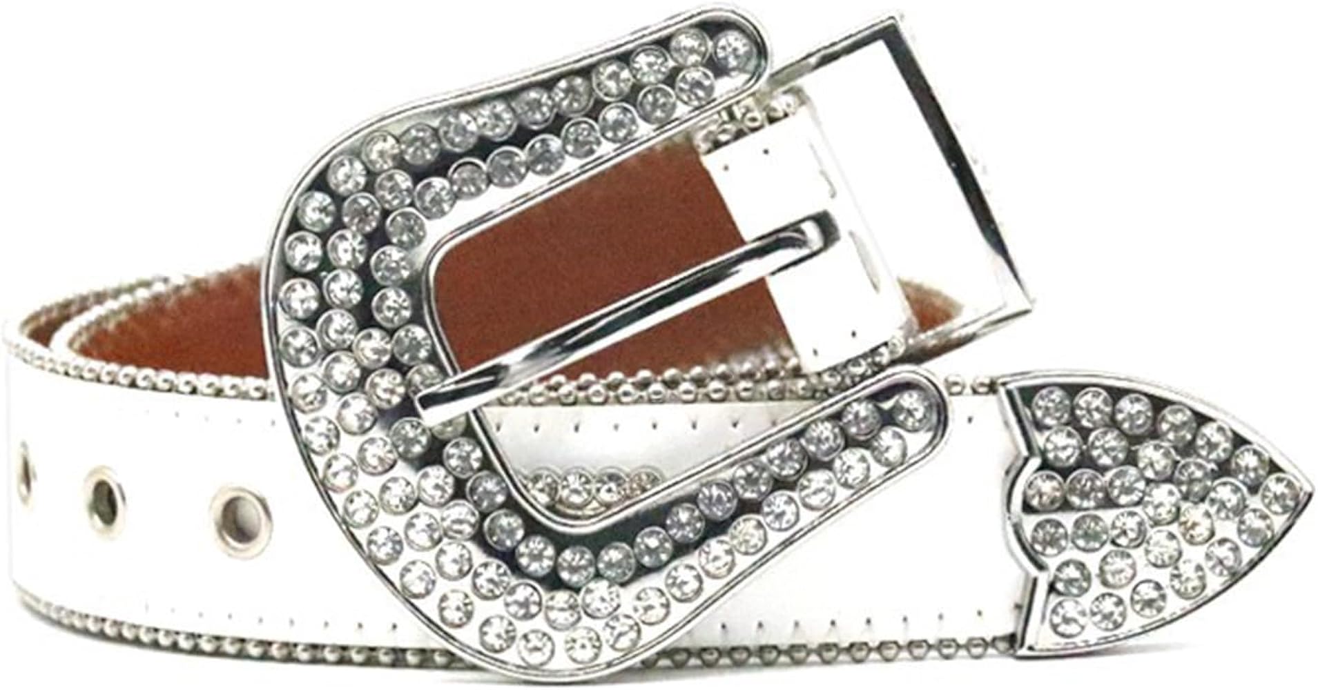 JIARY Rhinestone Belts Women,Fashionable Crystals Design Leather