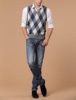 Amazon | [FEVON] ベスト メンズ ニットベスト アーガイル柄