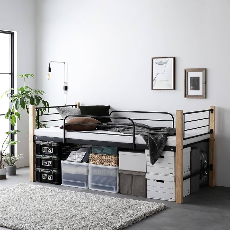 Amazon｜RASIK ロフトベッド ロータイプ シングル フレームのみ