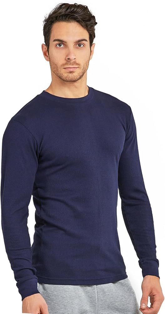 Men's Classic Fit Waffle-Knit Heavy Thermal Shirt (XL, Navy) at