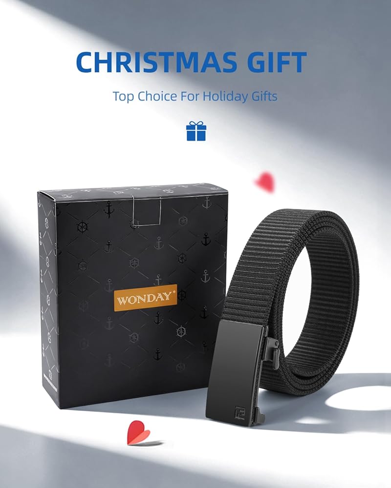 WONDAY 2 Pack Ratchet Belts for Men – Nylon Web Belts with Quick