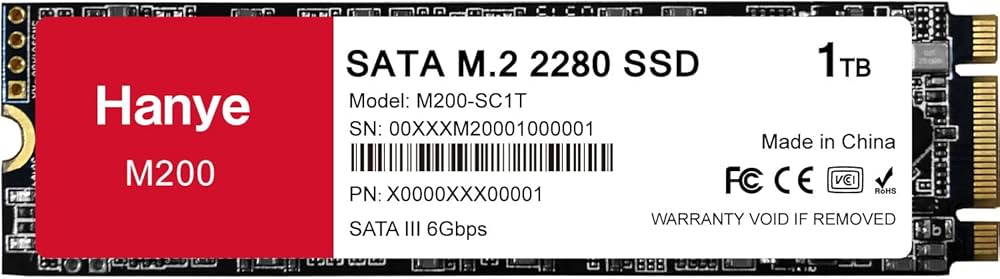 Amazon | Hanye SSD 1TB 内蔵 SATA M.2 2280 SATA III 6.0Gb/s M200