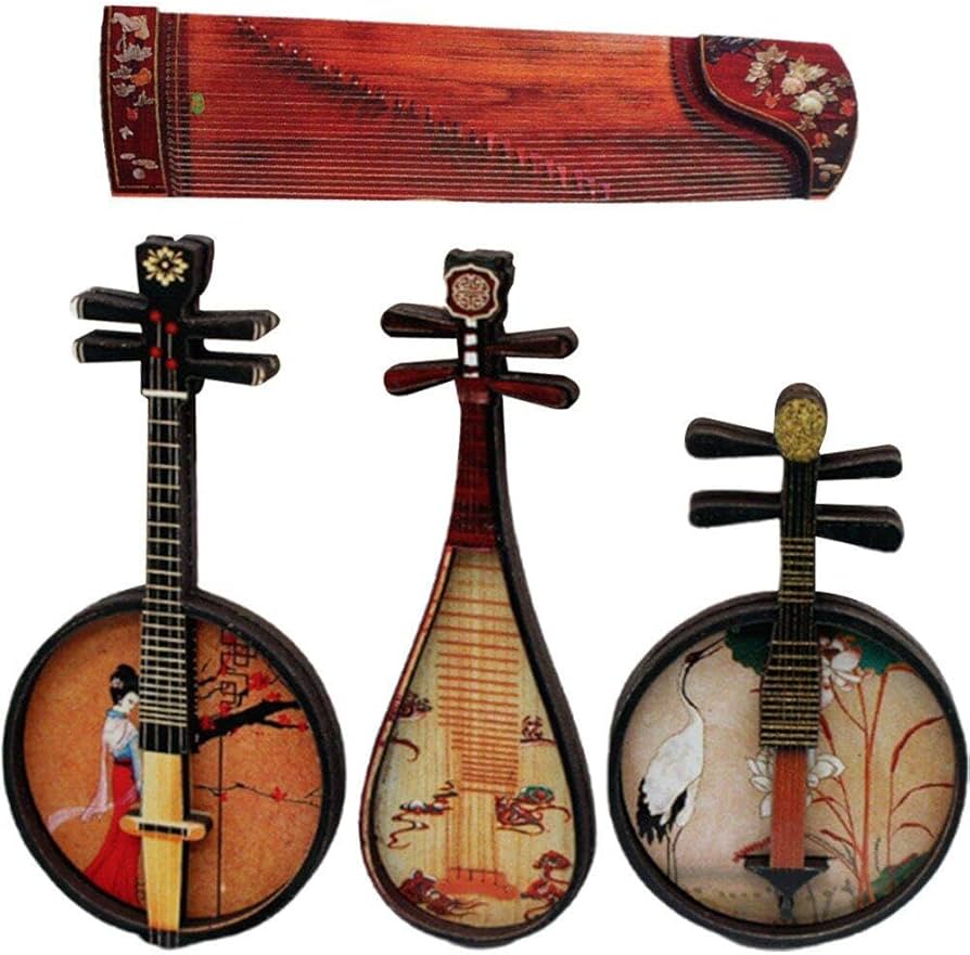 Amazon.co.jp: ミニチュア 1/6 楽器 古筝 琵琶 木製 モデル ドール