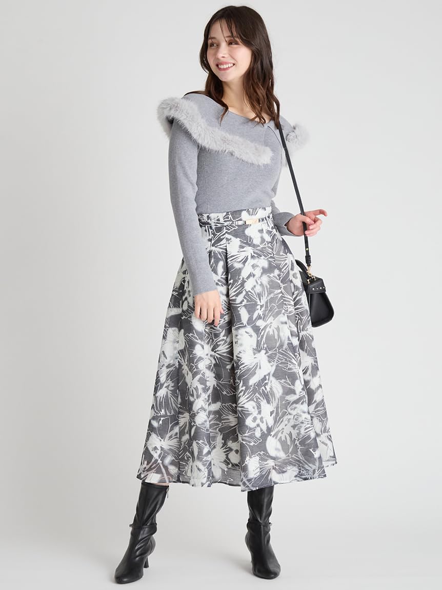 Amazon.co.jp: [セルフォード] ベルト付きフラワープリントスカート