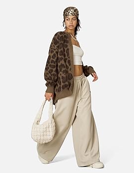 Aelfric Eden Leopard Print Cardigan Sweaters for Women Oversized