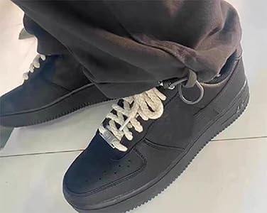 Amazon | Craoopii 太いロープレース Air Force 1用 黒と白の太い