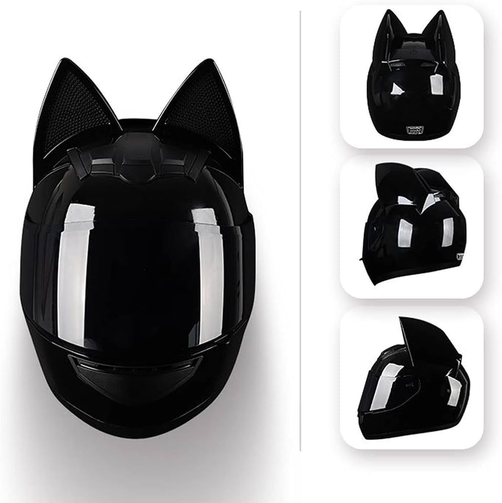 Amazon.co.jp: フルフェイスオートバイヘルメット猫耳フルフェイス