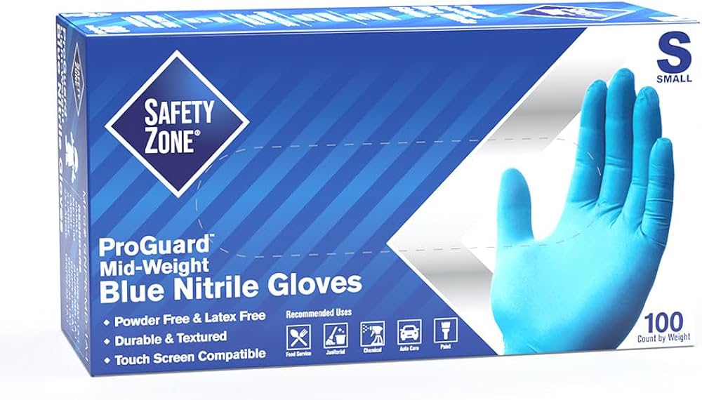 Amazon.com: Safety Zone GNPR-SM-1M Powder Free Blue Nitrile Gloves