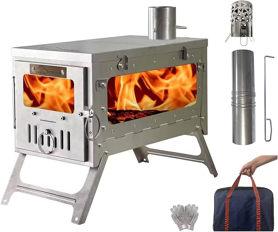 Amazon.co.jp: D&R TSG【純チタン折畳式薪ストーブサイドガラス窓付き