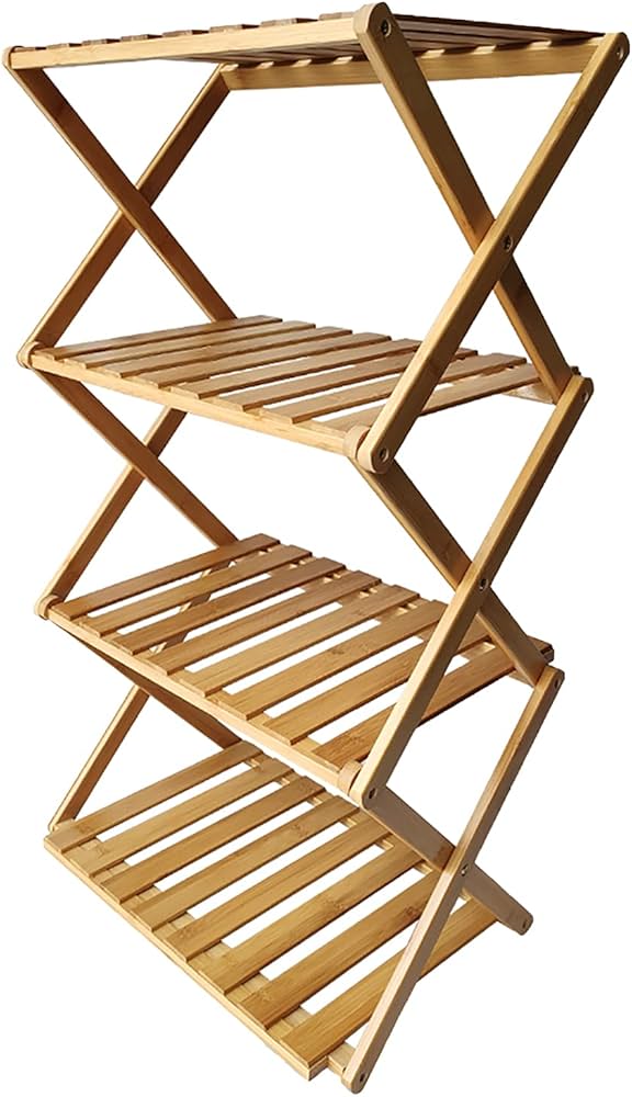 Amazon｜Fkstyle【工具不要・パッと開くだけ】ラック 折りたたみ 4段