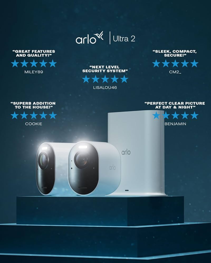 Arlo Ultra 2 XL Outdoor Security Camera, 4K UHD, Wireless CCTV, 12