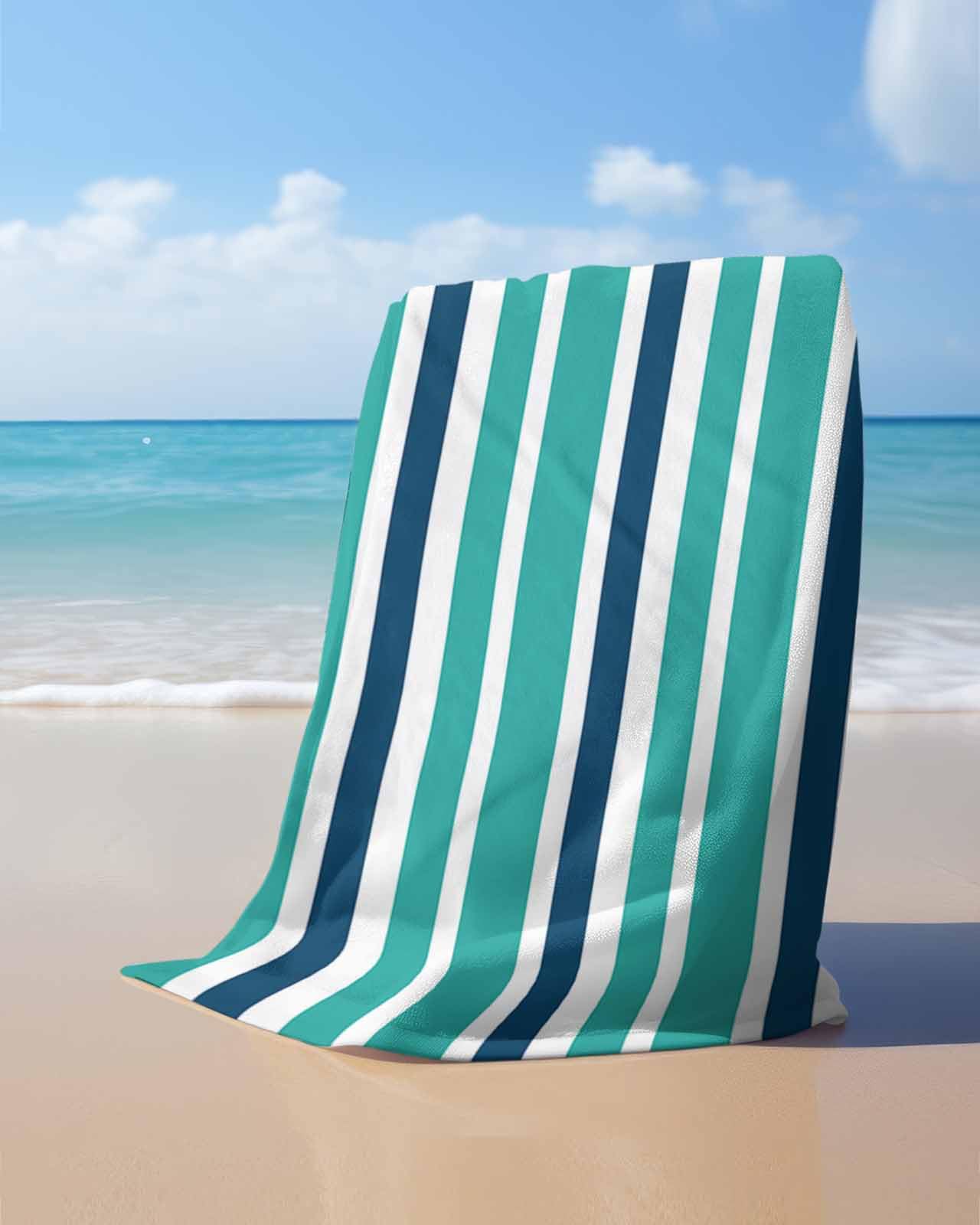 Amazon.com: Beach Towels Nave Blue, Teal Green and White Stripes