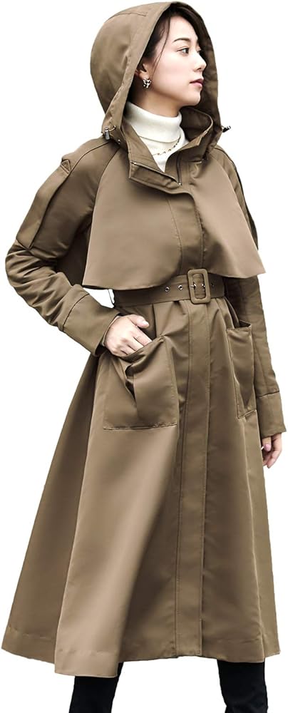 Amazon | [ルイ ルエ ブティック] 2way フード ロング トレンチコート