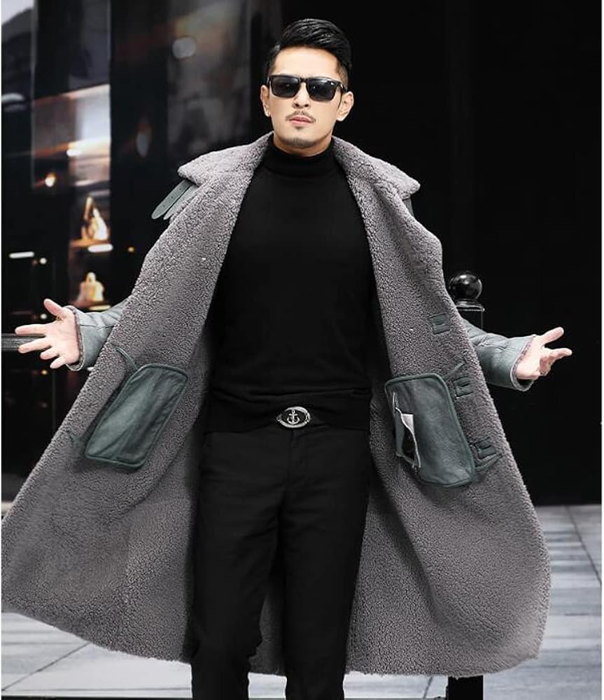 Amazon | Denny&Dora メンズ ムートンコート B7 ムートンレザーコート