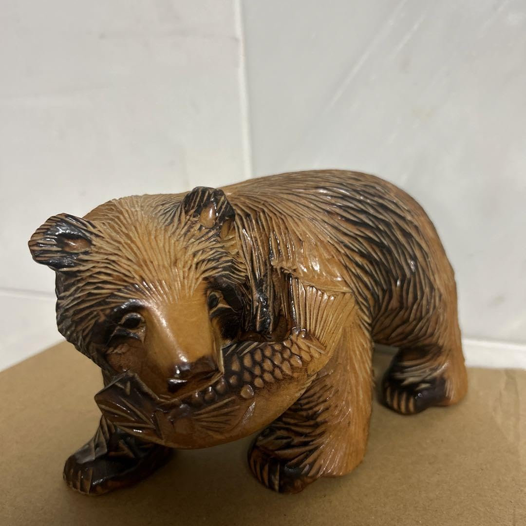 Amazon.co.jp: 日本 工芸品 熊 北海道 有名 名物 クマ 魚 木彫り