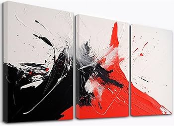 Amazon.co.jp: SHYAMIC アートパネル 抽象 3枚セット飾り絵 抽象画, 赤