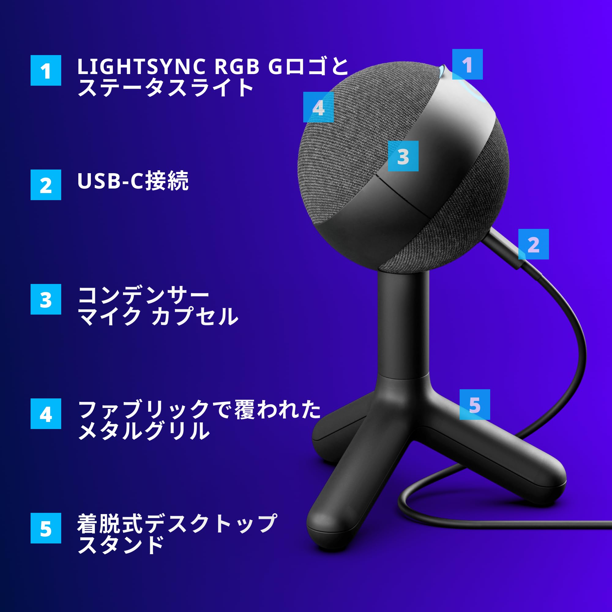 Amazon.co.jp: Logicool G ゲーミングマイク YETI ORB コンデンサー
