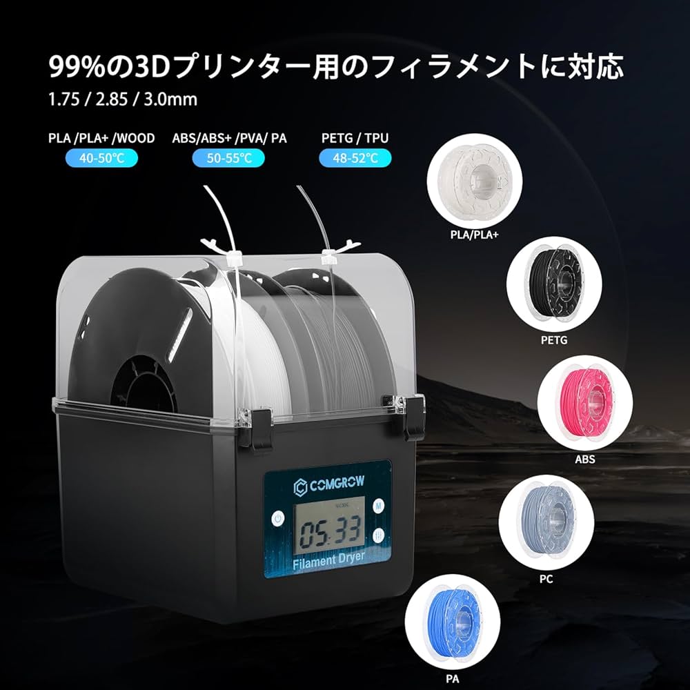 Amazon.co.jp: 3Dプリンターフィラメントドライヤーボックス 3D
