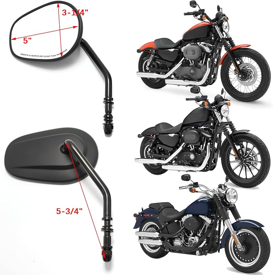 Amazon | ハーレー バイクミラー 楕円 アルミ製 ブラック 8mm正ネジ