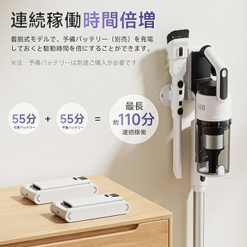 Amazon | 掃除機 コードレス 【2026爆進化！75kPa強力吸引・55分連続