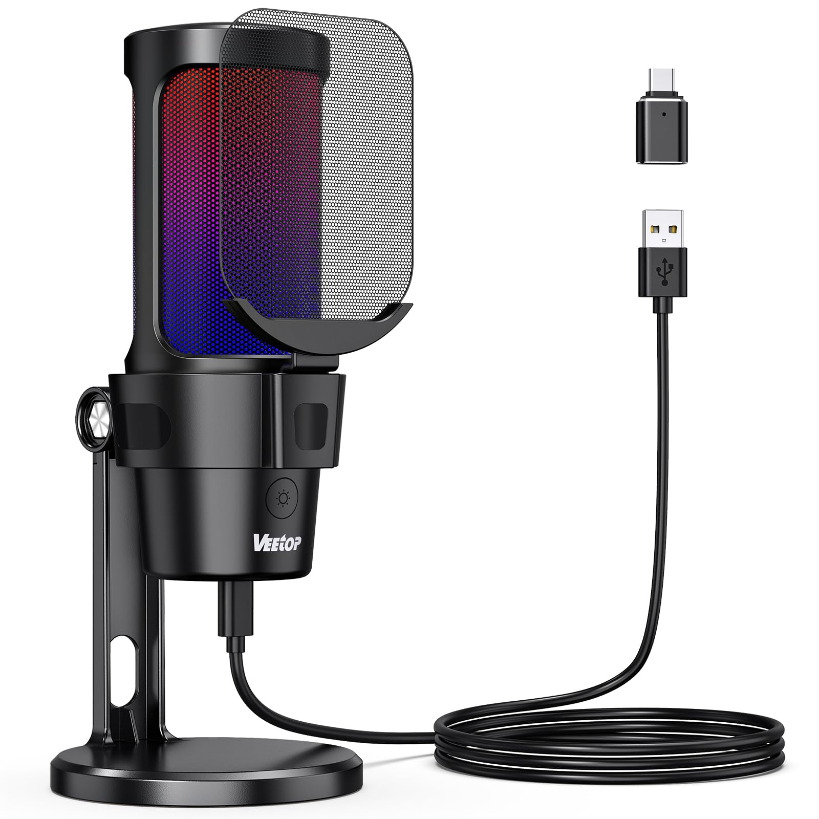 Amazon.co.jp: Veetop USB コンデンサーマイク ゲーミングマイク PC