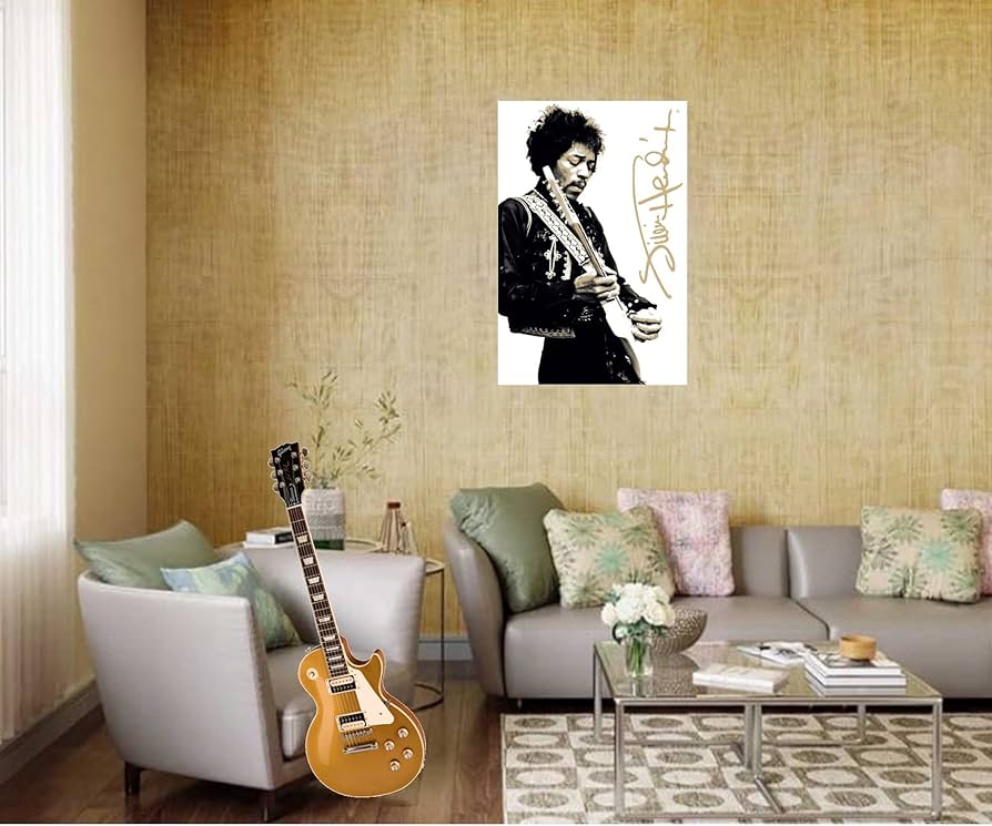 Amazon.co.jp: buyartforless ギターを弾くジミ・ヘンドリックス 黒と